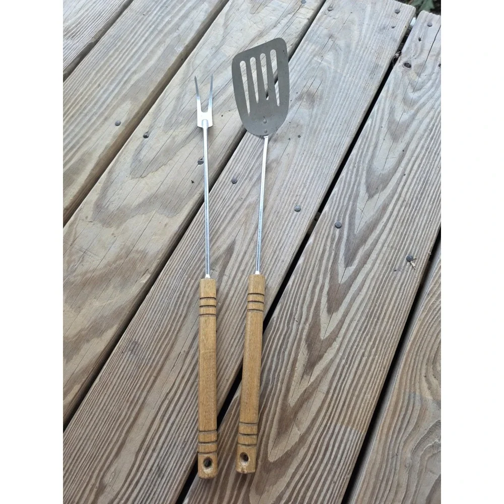 Chief USA Chrome Plated Meat Fork And‎ Spatula Set Atainless Steel Made In USA